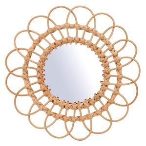 Okrúhle zrkadlo SUN PETALS, ratanový rám, priemer 50 cm