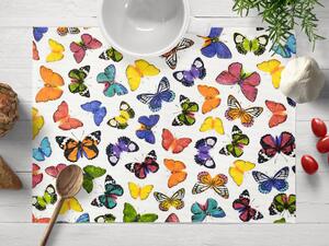 Biante Dekoračné prestieranie na stôl Leona LN-062 Farebné motýliky na bielom 35x45 cm