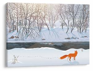 Obraz - Líška v zimnej krajine (70x50 cm)