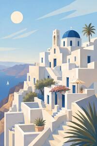 Santorini- Metalický obraz 60x40cm