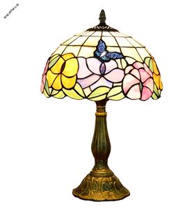 Butterfly on the flower stolná lampa tiffany 106 (Tiffany stolná lampa Butterfly 106 Huizhou Oufu Lighting v.48xš.30, sklo/kov,40W)