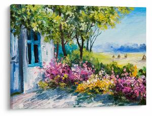 Obraz záhradky pred domom, olejomaľba (70x50 cm)