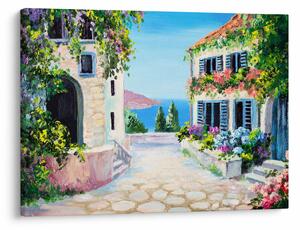 Obraz - Grécka ulička, olejomaľba (70x50 cm)