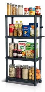 Prosperplast Regál plastový 4 police STACKARO SMALL 58 x 28 x 131,5 cm - čierny