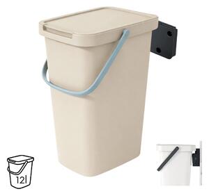 Prosperplast Závesný odpadkový kôš s vekom SYSTEMA Q, 12 l, 26 x 20 x 37,5 cm béžová
