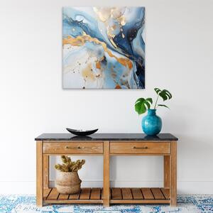 Obraz na plátne - Modro zlatý mramor - 40x40 cm