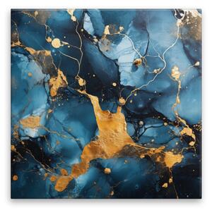 Obraz na plátne - Modro zlatý mramor 03 - 40x40 cm