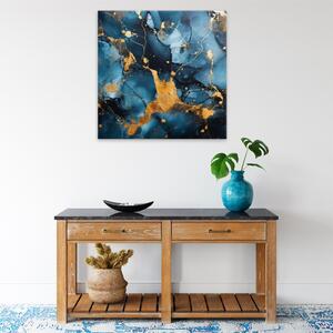 Obraz na plátne - Modro zlatý mramor 03 - 40x40 cm