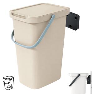 Prosperplast Závesný odpadkový kôš s vekom SYSTEMA Q, 25 l, 30 x 26 x 48,5 cm béžová