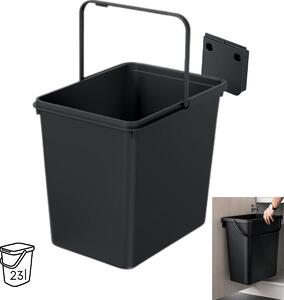 Prosperplast Závesný odpadkový kôš SYSTEMA BASIC, 23 l, 36 x 27 x 33cm, čierny