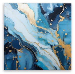 Obraz na plátne - Modro zlatý mramor 02 - 40x40 cm