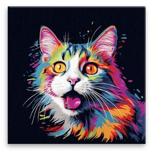 Obraz na plátne - Mačka pop-art - 40x40 cm