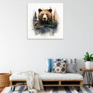 Obraz na plátne - Medveď v divočine - 40x40 cm
