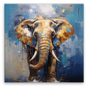 Obraz na plátne - Slon v kaluži - 40x40 cm
