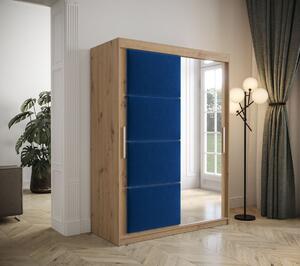Šatníková skriňa s posuvnými dverami 150 cm TALIA - dub artisan / modrá
