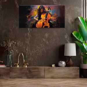 Obraz na plátne - Výučba hry na cello - 60x30 cm