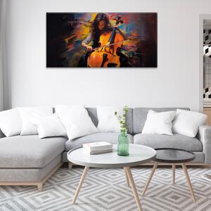 Obraz na plátne - Výučba hry na cello - 60x30 cm