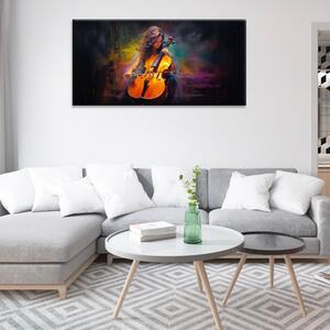 Obraz na plátne - Hrá na cello - 60x30 cm