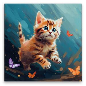 Obraz na plátne - Mačiatko v hre - 40x40 cm