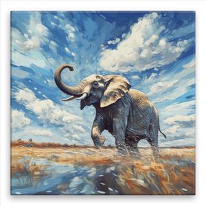 Obraz na plátne - Slon v savaně - 40x40 cm