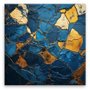 Obraz na plátne - Zlato modrá mozaika - 40x40 cm