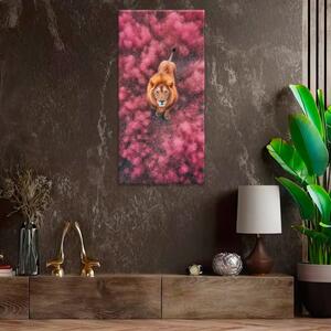 Obraz na plátne - Lev v ružovom poli - 30x60 cm