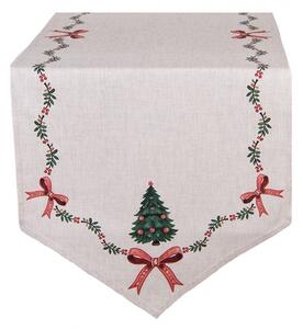 Béžový bavlnený behúň so stromčekmi Christmas Harmony - 50*160 cm - Clayre & Eef