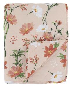 Ružový bavlnený prehoz s kvetmi Aix Quilt Wild Flowers - 130*180 cm - Chic Antique