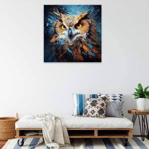 Obraz na plátne - Sova v modrej - 40x40 cm