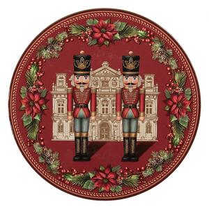 Červený vianočný servírovací tanier Luskáčikovia - Ø 33*1 cm - Clayre & Eef