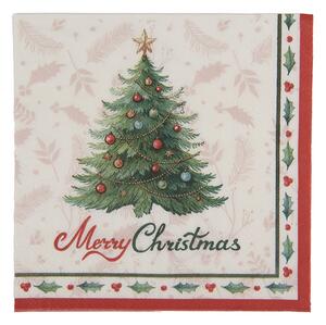 Vianočné papierové obrúsky so stromčekom Merry Christmas - 33*33 cm (20ks) - Clayre & Eef