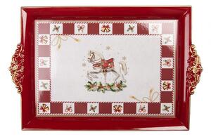 Vianočný servírovací podnos vianočný koník - 41*26*3 cm - Clayre & Eef