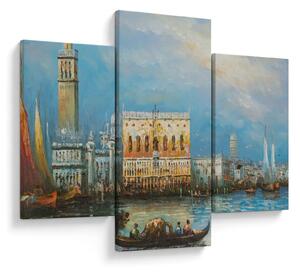 Obraz - Gondola prechádzajúca Benátkami, olejomaľba (90x60 cm)