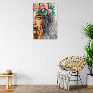 Obraz na plátne - Kvety vo vlasoch - 40x60 cm