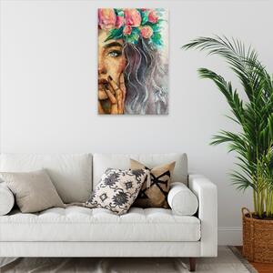 Obraz na plátne - Kvety vo vlasoch - 40x60 cm