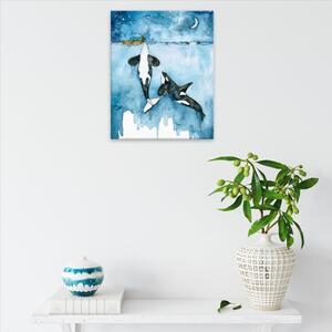 Obraz na plátne - Dve kosatky a dievča na lodi - 40x50 cm