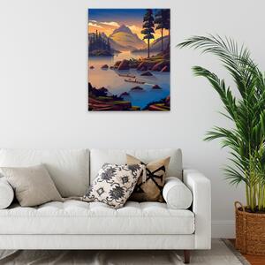 Obraz na plátne - Kempovanie pri jazere - 40x50 cm