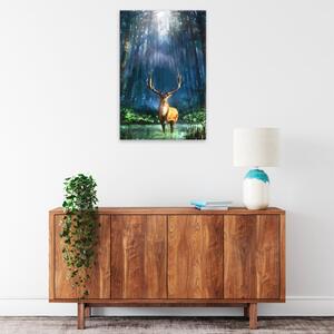 Obraz na plátne - Jeleň v jazierku - 40x60 cm