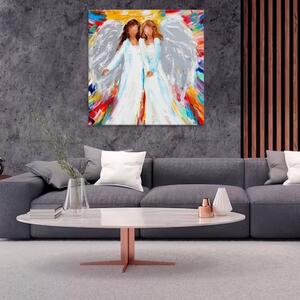 Obraz na plátne - Dvaja anjeli vo farbách - 40x40 cm