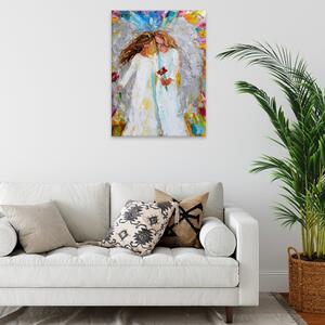Obraz na plátne - Dvaja anjeli vo farbách 02 - 30x40 cm