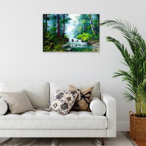 Obraz na plátne - Zelený les s riečkou - 60x40 cm