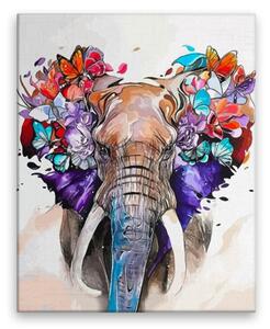 Obraz na plátne - Slon s motýľmi - 40x50 cm