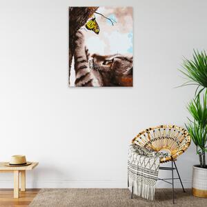 Obraz na plátne - Mačka s motýľom - 40x50 cm