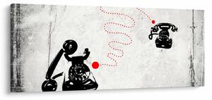Obraz - Kresba telefónu na štýl Banksyho (120x50 cm)