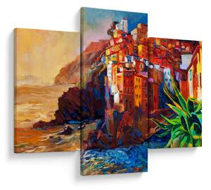 Obraz - Dedina na pobreží Cinque Terre, Talianska riviéra, moderný impresionizmus (90x60 cm)