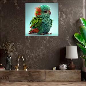 Obraz na plátne - Zelený papagáj - 40x40 cm