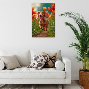 Obraz na plátne - Šťastný jazvečík - 40x60 cm