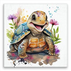 Obraz na plátne - Veselá korytnačka - 40x40 cm