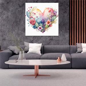 Obraz na plátne - Kvitnúce srdce - 40x40 cm