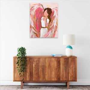 Obraz na plátne - Anjel s ružovými krídlami - 40x50 cm